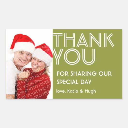 Foto groot groen dank je uit het label van de brui (Voorkant)