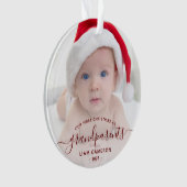 Foto Grootouders Eerste Kerstmis Rode Script Ornament (voorkant)