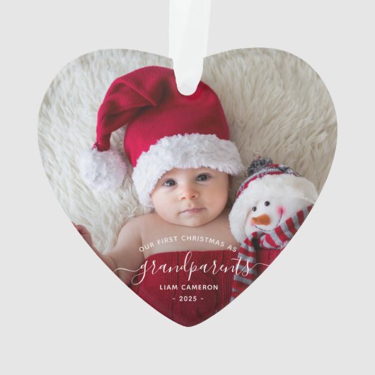 Foto grootouders Eerste Kerstwit script Ornament (achterkant)