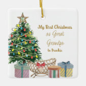 Foto: Grootvader eerste kerstboom en Wieg Keramisch Ornament (Voorkant)