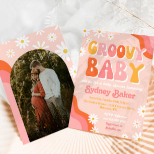 Foto Groovy Baby shower Invitation Kaart