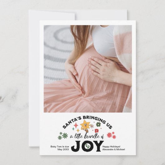 Foto Groovy Kerst Zwangerschap Aankondiging (Voorkant)