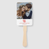 Foto Groovy moderne roze madeliefje bruiloft Handwaaier (Voorkant)