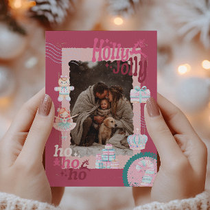 Foto Groovy Notenkraker Retro Pastel Kerstmis Folie Uitnodiging