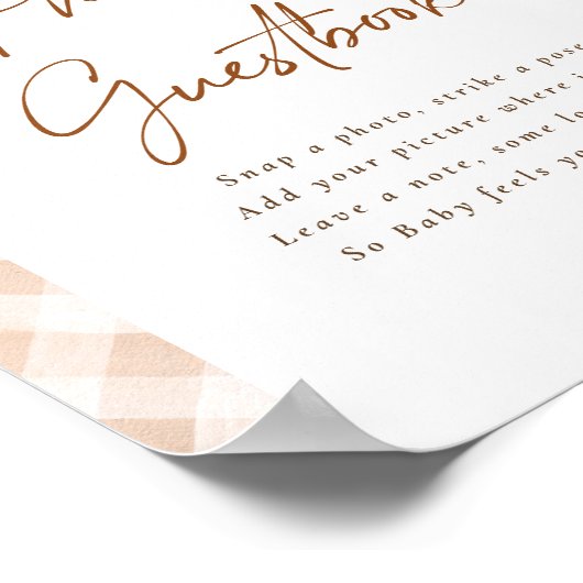 Foto Guestbook Gingham Cutie Pie Baby shower Sign Poster (Hoek)