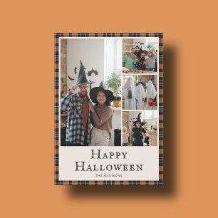 Foto Halloween Plaid Tartan Oranje Zwart Feestdagenkaart