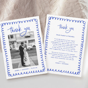 Foto Hand Drawn French Blue Wedding Bedankkaart