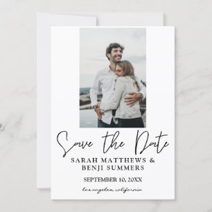 Foto & hand Typografie Save the Date 2 White Vert Kaart