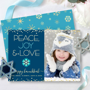 Foto Hanukka Vrede Vreugde Liefde Sneeuwvlok Echt Folie Feestdagenkaart