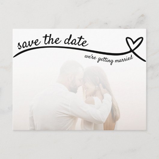 Foto Hart Lijn Schattige Bruiloft Save the Date Briefkaart (Voorkant)