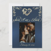 Foto & Hart Monogram - Blauw Save The Date (Voorkant)