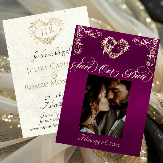 Foto & Hart Monogram - Plum Save The Date