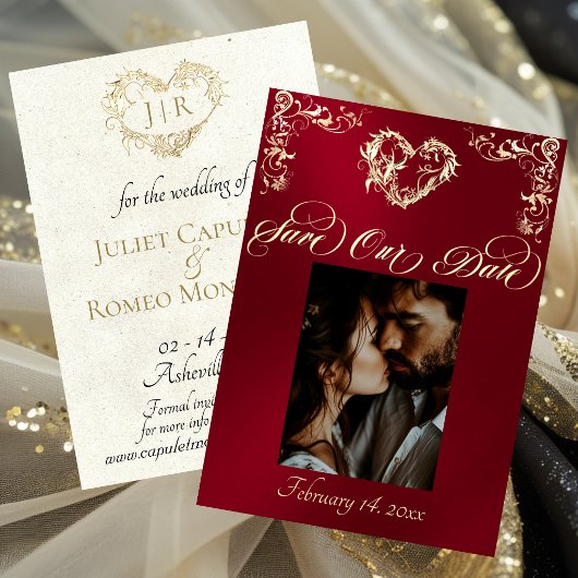 Foto & Hart Monogram - Rood Save The Date