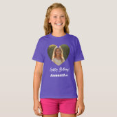 Foto hart naam verjaardag meisje paars t-shirt (Voorkant volledig)
