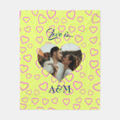 Foto Hart Sjabloon | Geel en roze Fleece Deken (Voorkant)