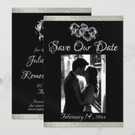 Foto, Harten & Lint - Zwart/Zilver Save The Date