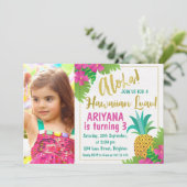 Foto Hawaiian Luau Birthday Invitation Kaart (Staand voorkant)
