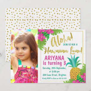 Foto Hawaiian Luau Birthday Invitation Kaart