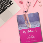 Foto heet roze wit monogram naam notitieboek
