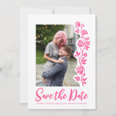 Foto Helder Roze Hand getrokken Rozen Romantisch E Save The Date (Voorkant)