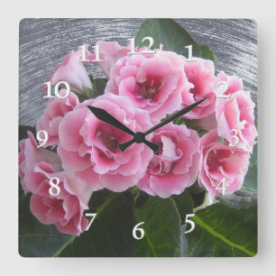 Foto. Heldere roze bloemen. Vierkante Klok