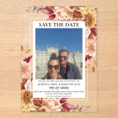 Foto Herfst Floral Bewaar de datum Acryl Uitnodigingen (Voorkant)