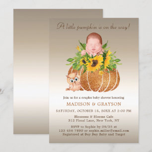 Foto Herfst Zonnebloemen Baby shower Uitnodiging