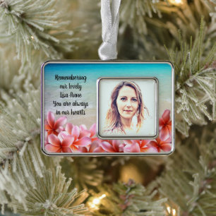 Foto Herinnering Strand Plumeria Tropisch Verzilverd Kader Ornament