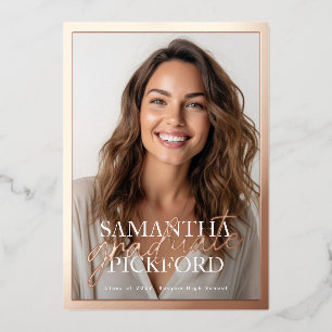 Foto High School 2025 Afstudeerfeest Roos Gold Folie Uitnodiging