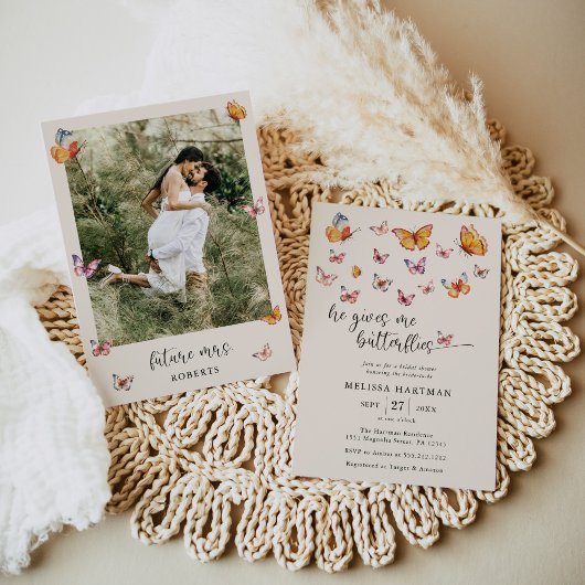 Foto Hij Geeft Me Vlinders Bruiloft Feest Kaart