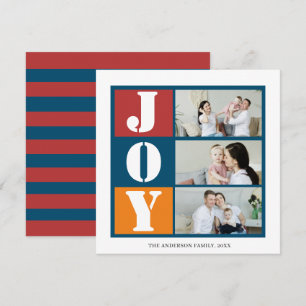 Foto Holiday Joy   Blauwe Kaart met rode streep