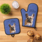 Foto Hond Kat Custom Monogram Ovenwant & Pannenlap Set (Top down)