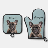 Foto Hond Kat Custom Monogram Ovenwant & Pannenlap Set (Voorkant)
