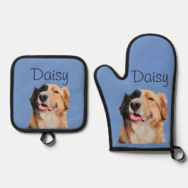 Foto Hond Kat Custom Monogram Ovenwant & Pannenlap Set