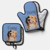 Foto Hond Kat Custom Monogram Ovenwant & Pannenlap Set (Voorkant / Achterkant)