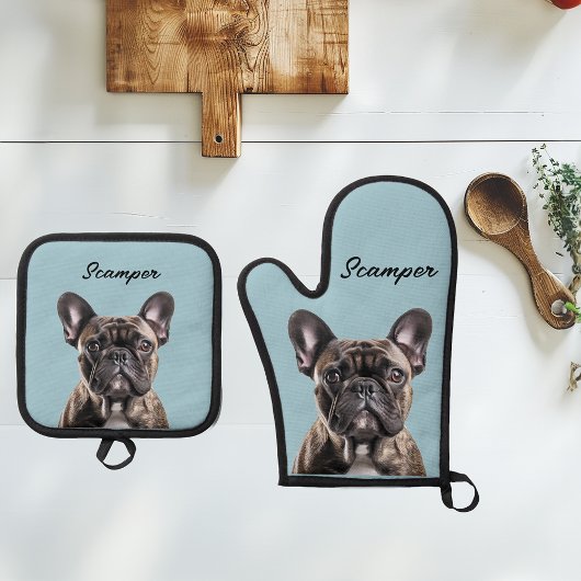 Foto Hond Kat Custom Monogram Ovenwant & Pannenlap Set