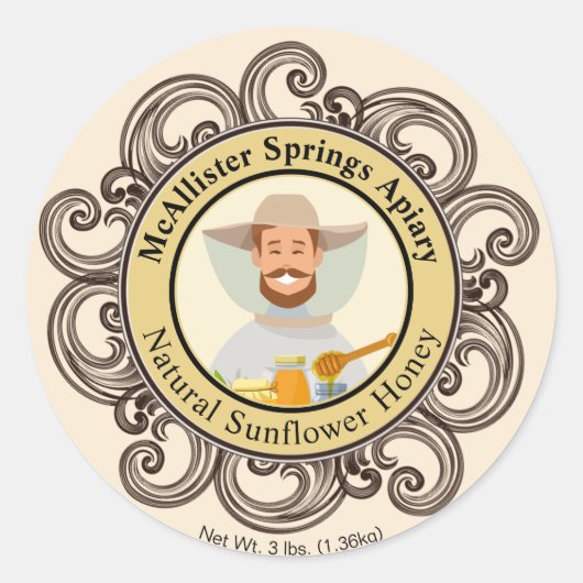 Foto Honey Jar Beekeeper Gold Ronde Sticker (Voorkant)