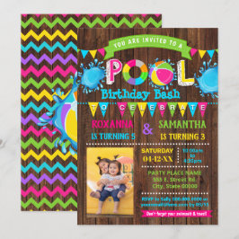 Foto Hot Pink Pool verjaardagsfeest gecombineerd f Kaart