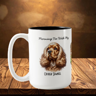 Foto Huisdier Cocker Spaniel Aanpassen Tweekleurige Koffiemok
