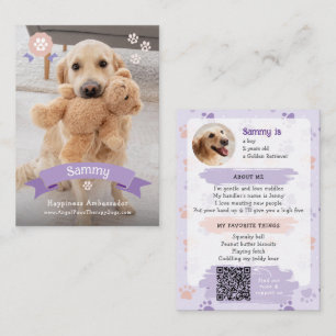 Foto Huisdier Ruilkaart, QR Code Therapiehond Contactkaartje
