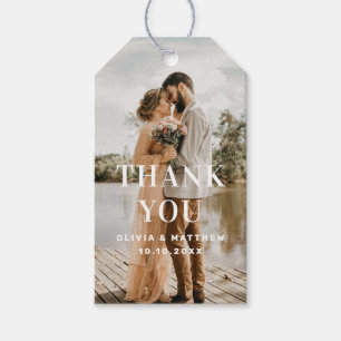 Foto Huwelijk Bedankt Minimalistische Elegante F Cadeaulabel