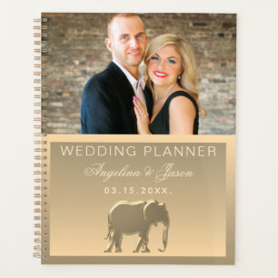 Foto Huwelijk Luxe Elegant Goud Folie Olifant Planner