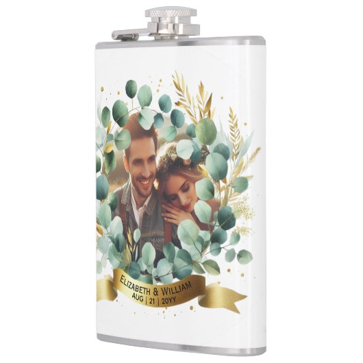 FOTO Huwelijkscadeau Passen getrouwd Jubileum Kopp Heupfles (Links)