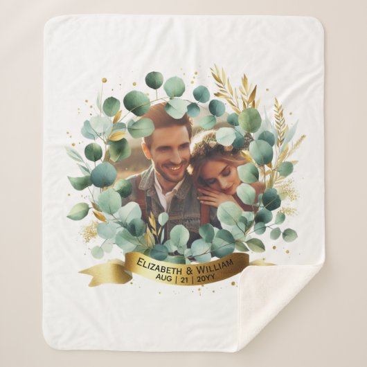 FOTO Huwelijkscadeau Passen getrouwd Jubileum Kopp Sherpa Deken (Voorkant)