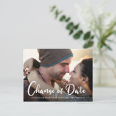 Foto Huwelijksuitstel Wijziging Datum Aankondigingskaart (Staand voorkant)