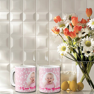 Foto "I Love You Grandma" Aangepast roze en wit Koffiemok