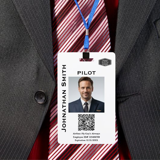 Foto ID Bedrijfsbeveiliging ID QR-code Luchtvaartm Badge