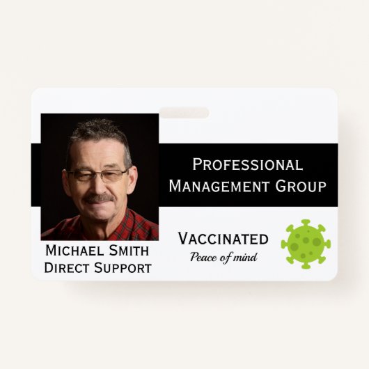 Foto ID Clip Covid Vaccinated 2 Sides ID Badge (Voorkant)