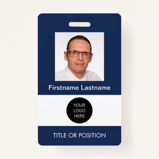 Foto ID Dark Blue Name Badge (Voorkant)