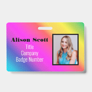 Foto ID Helder Neon Modern Regenboog Zakelijk Badge